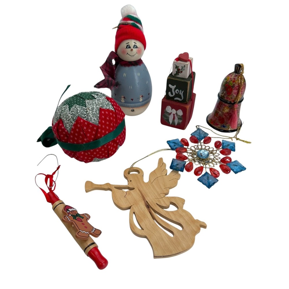 Vintage Christmas Tree Handmade Various Ornaments Mix Lot of 7